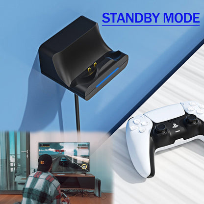 PS5 Controller Wall Mount Charger Dock,Charging Station Holder fits for Midnight Black PS5 Pro Wireless Controller with LED Indicators Fast Charging Speed Cable, 2 Pack