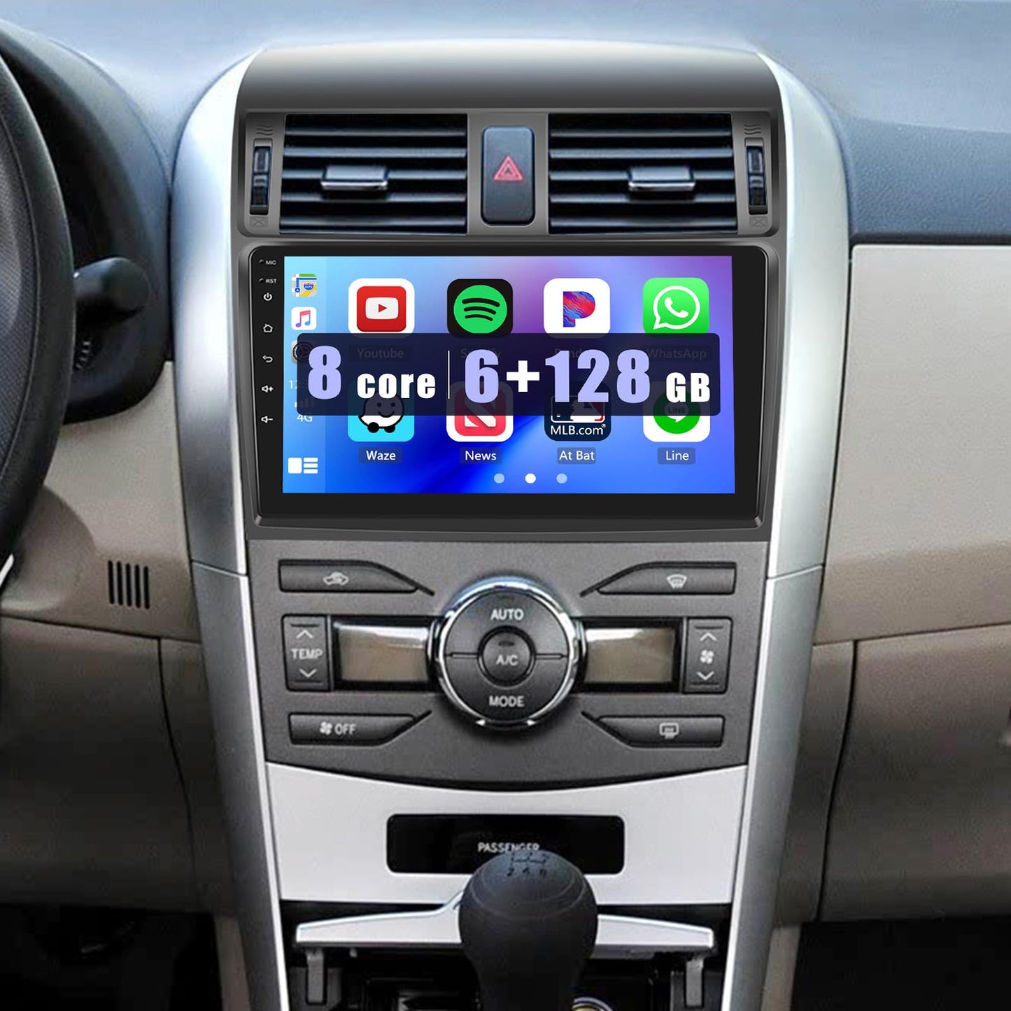 [8 Core 6G+128G] Radio for Toyota Corolla 2009-2013 with Wireless Carplay Android Auto, 9 Inch Touch Screen Car Stereo for Corolla, Bluetooth 5.0, 32 EQ, GPS, WiFi, 59UI, AHD Backup Camera