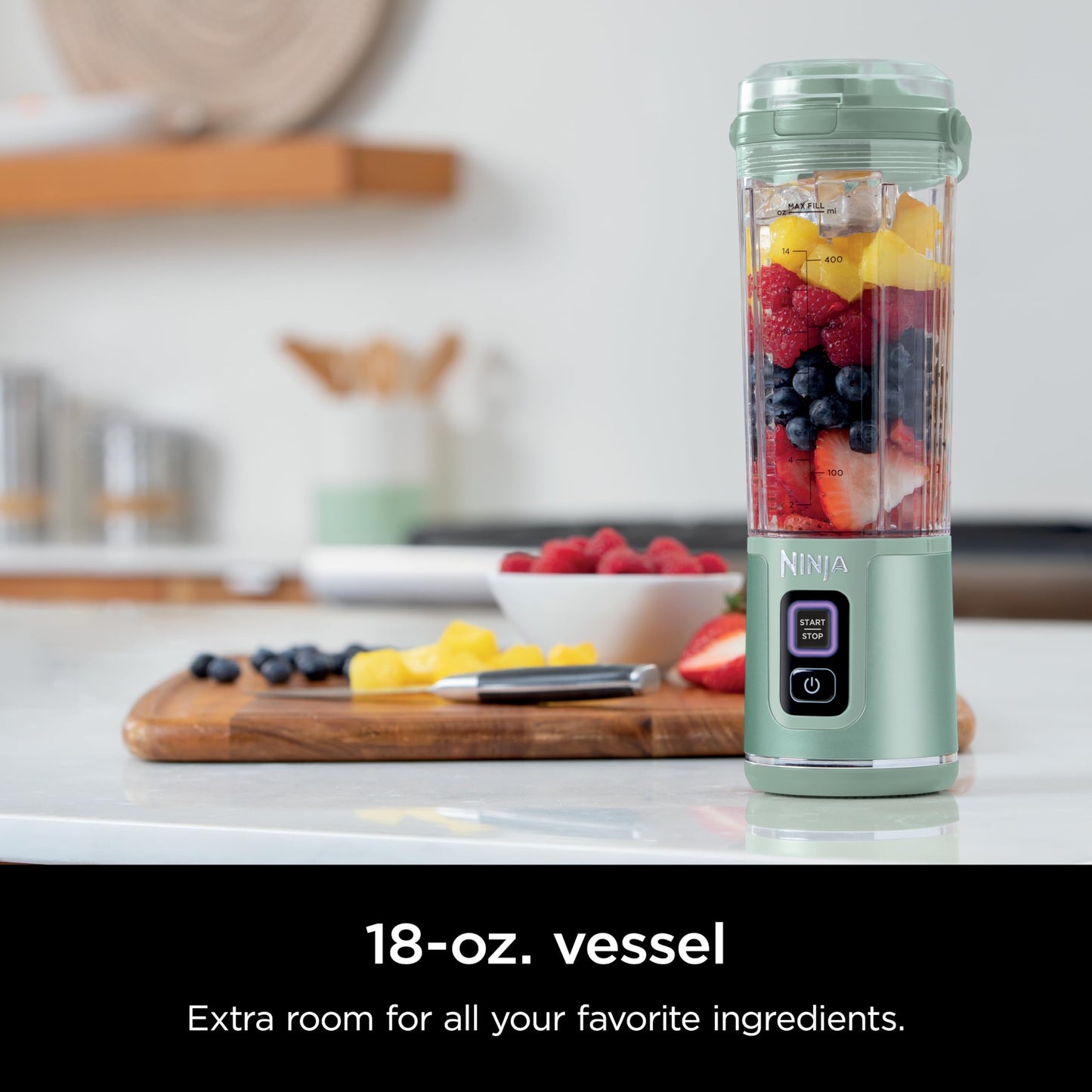 Ninja BC151BK Blast Portable Blender, Cordless, 18oz. Vessel, Personal Blender-for Shakes & Smoothies, BPA Free, Leakproof-Lid & Sip Spout, USB-C Rechargeable, Dishwasher Safe Parts, Black