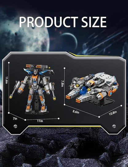 SEMKY Space Series Laser Spacecraft (Variable Robots) MOC Building Blocks Set (673Pieces) Space Model Gifts for Kid and Space Fans