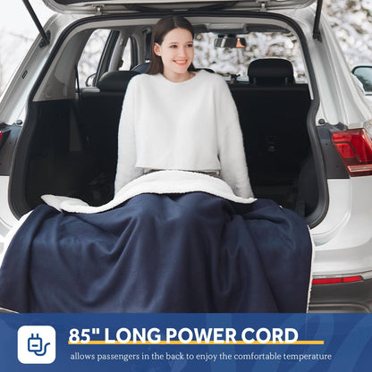 Sealy 12-Volt Heated Car Blanket, Portable Electric Blanket with 3 Heating Levels & 4 Hours Auto Off for Car, Truck, SUV, RV or Camping, Machine Washable, 59" X 43", Charcoal