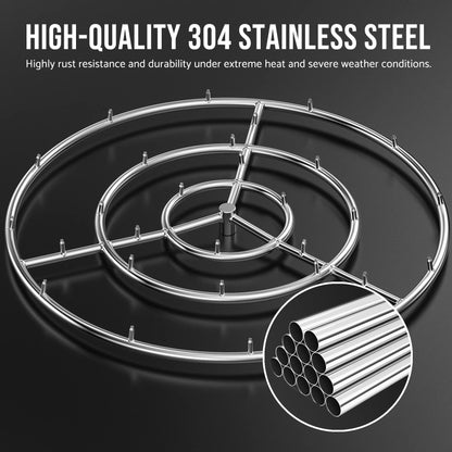 Skyflame 30-Inch Round Stainless Steel Fire Pit Jet Burner Ring, High Flame