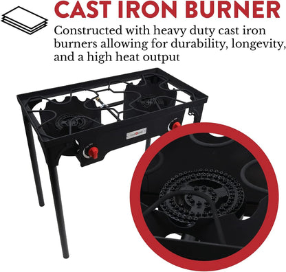 GasOne Two Burner Propane Camp Stove with Carry Bag Outdoor High Pressure Propane Double Burner