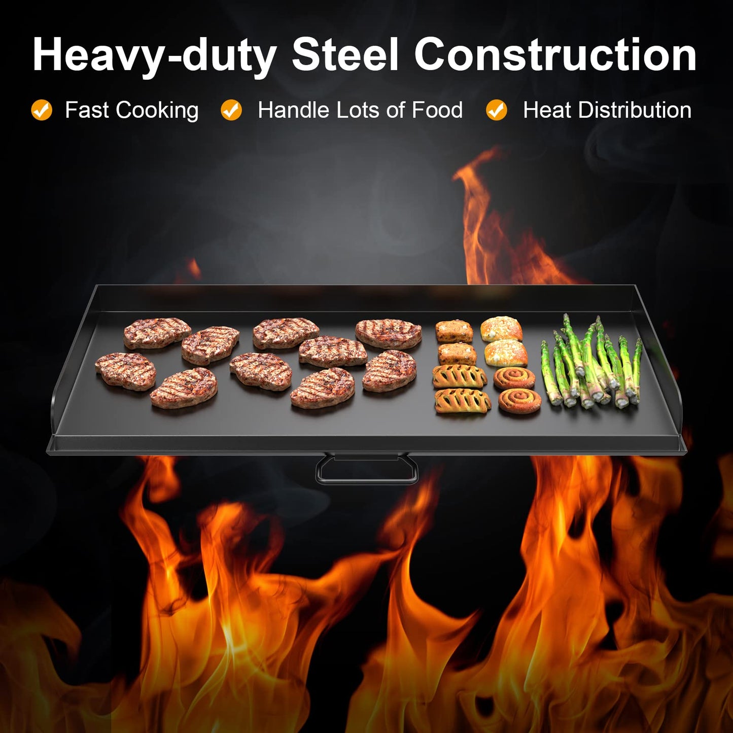 AJinTeby Fry Griddle for Camp Stove Griddle, 16 x 38 inch Flat Top Cooking Griddle for Camp Chef 3 Burner Griddle, BBQ Camping Grills Flat Top Plate, Outdoor BBQ Camping Grills Accessories