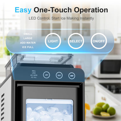 Kismile Countertop Ice Maker, 26lbs/24H Bullet Ice Machine, 8 Ice Cubes in 6 Minutes, Dual Water Tanks with 1.2L Top Tank, 2 Ice Sizes, Self-Cleaning, Compact Portable Ice Maker for Home, Kitchen & RV
