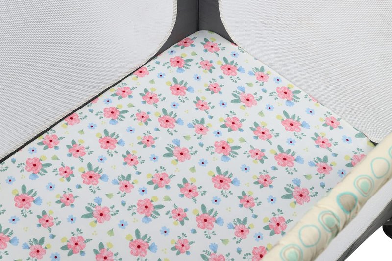 Onacosht Pack n Play Sheets 3 Pack Fitted for Baby Girl, Stretchy Jersey Knitted Portable Mini Crib Sheets Playard Mattress Cover, Pink Floral