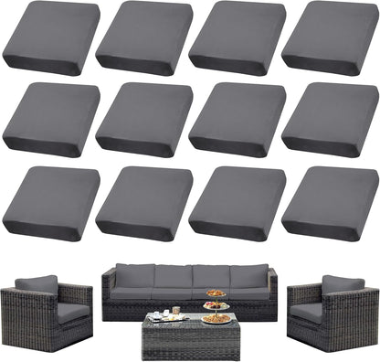 Skiennix Outdoor Cushion Covers - 12PCS Patio Furniture Slipcovers for Sofa & Sectional Chairs