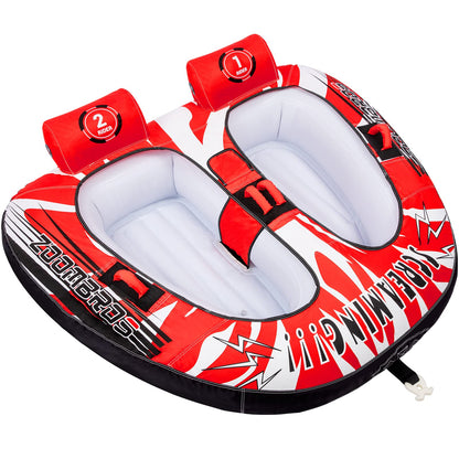 ZOOMBROS Towable Tube for Boating 2-Person, Secure Cockpit Seating for Kids & Family Safety, Heavy-Duty Water Sport Towables Large Capacity with Quick Connector, Less Drag