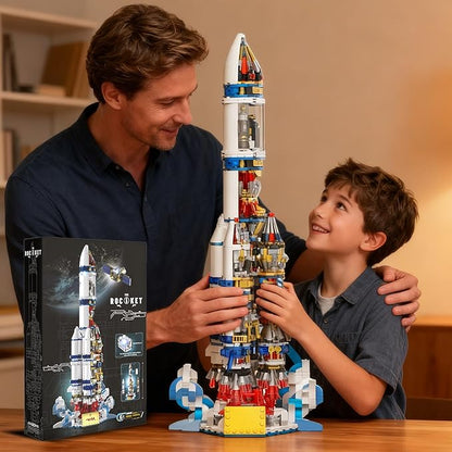 Mechanical Space Rocket Building Set - 1099Pcs DIY Model Rocket Building Blocks Set Space Shuttle Collectible Display Model Set with Launch Stand home Office Decor Birthday Gifts for Adults Boys