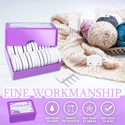 32 Pcs Blocking Combs, Knit Blockers Combs for Blocking, Blocking Pins for Knitting, Knit Blocking Combs for Blocking Knitting, Crochet Sewing Lace or Needlework Projects Tools Device