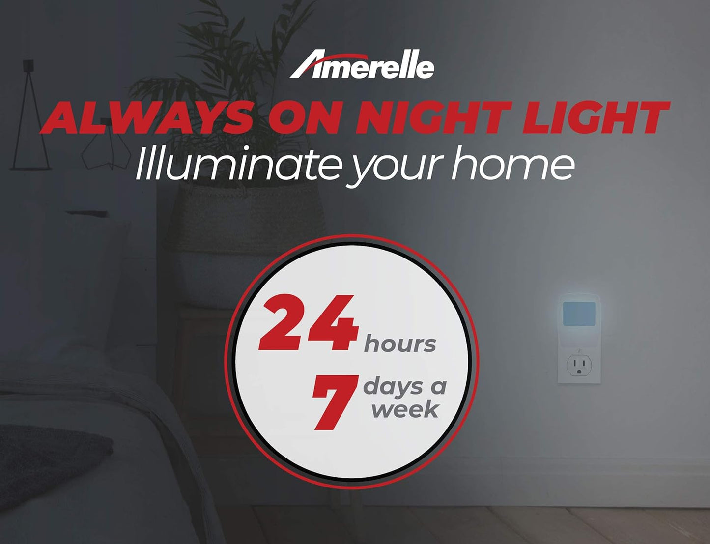 AMERELLE Always-On Blue Night Light, 4 Pack (71282) - Slim, Plug-in, LED Light with a Soft, Cool Blue Glow - Slim Suitable for Bedrooms, Bathrooms, Hallways, Kitchen, or Nursery