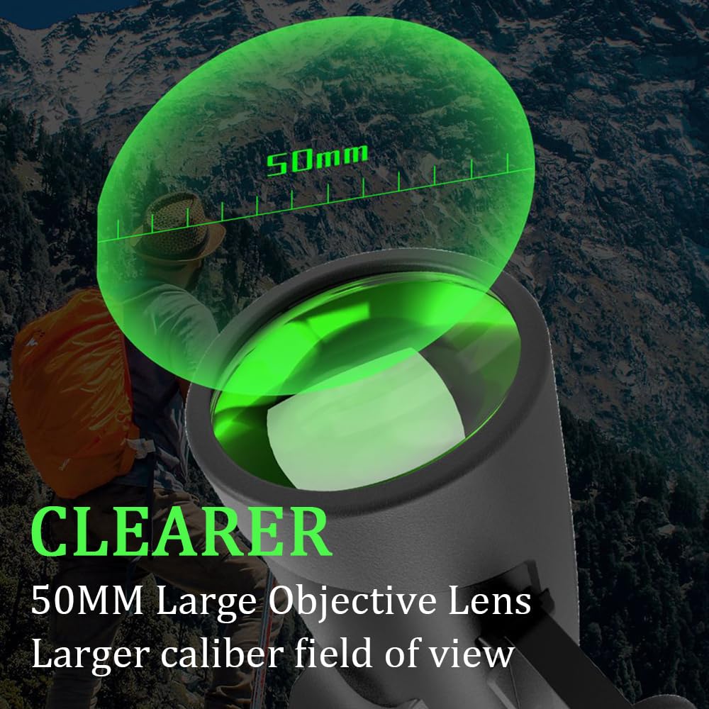 Monoculars 10-30X50 Zoom High Powered Waterproof Portable Telescope BAK-4 Prism FMC Lens High Power Clear Low Light Vision Adapter Sturdy Tripod for Hunting Hiking Camping Gifts for Men