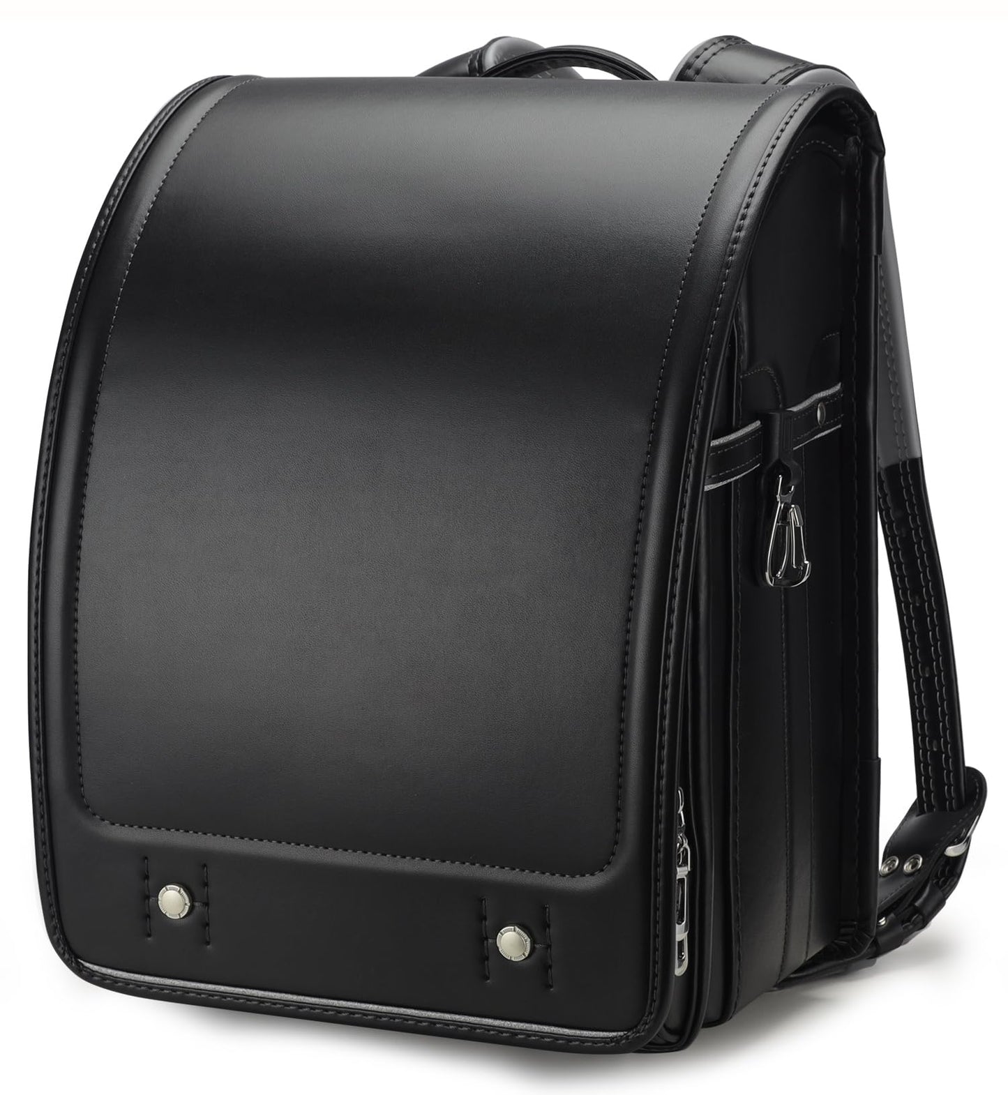 Baobab's wish Ransel Randoseru Backpack Semi-automatic satchel Japanese school bag for girls and boys PU leather bab-rng58 (Pure black)