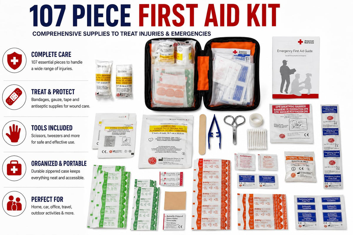Ready America 72 Hour Deluxe Emergency Kit, 4-Person 3-Day Backpack, First Aid Kit, Survival Blanket, Power Station, Emergency Food, Portable Disaster Preparedness Go-Bag for Earthquake, Fire, Flood