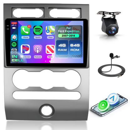Rimoody 4G+64G Android 15 Car Stereo for Ford Expedition 2007-2014 (Manual A/C) Wireless Carplay Android Auto, 9'' in-Cell Screen Head Unit with GPS/Bluetooth 5.0/FM RDS/EQ/5G-WIFI Backup Camera SWC