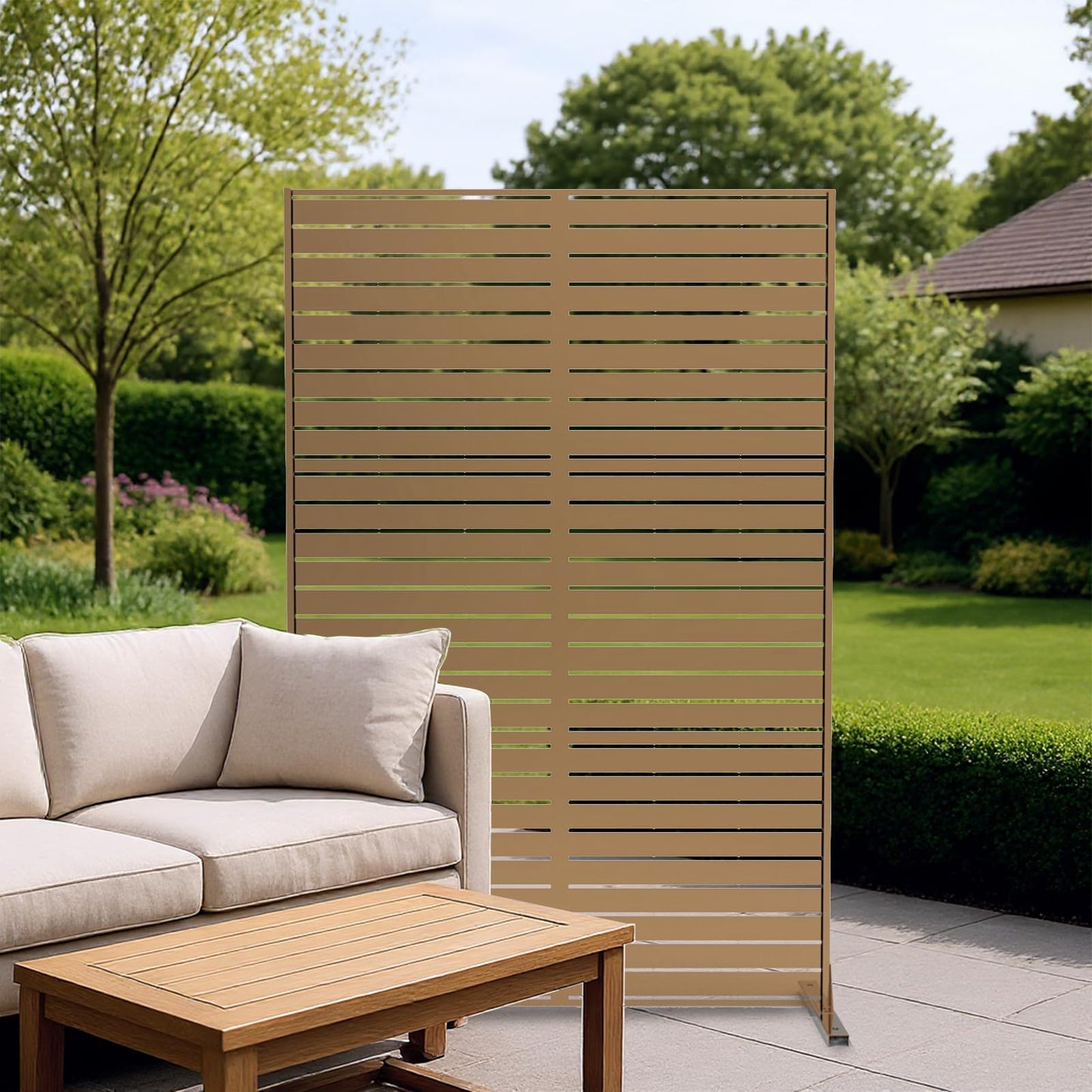 Garvee Metal Privacy Screen Outdoor, 72" h×47" w Balcony Patio Privacy Screen, Freestanding Privacy Fence, Decorative Panel, Patio Room Divider for Garden, Balcony, Deck