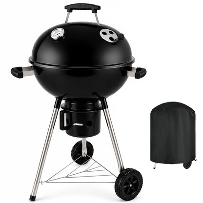 18-Inch Kettle Charcoal Grill with Cover & Wheels, Beginner-Friendly BBQ Grill for Backyard, Patio & Family Cookouts, Easy-to-Use Outdoor Charcoal Grill with Ash Catcher