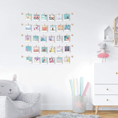 Room Wall Decor | Skiennix Hanging Photo Display - Sculptural Picture Frames Collage - 30 Clips, 5 Strings
