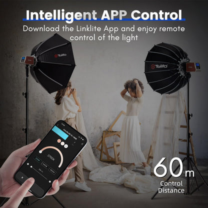 Tolifo 200W Bi-Color Handheld Spotlight Silent COB LED Video Light Kit, 2700K-6500K CRI97+/TLCI98+/12 Effects/APP Control, 360° Fill Lights for Photography/Studio/YouTube/TikTok/Live Streaming