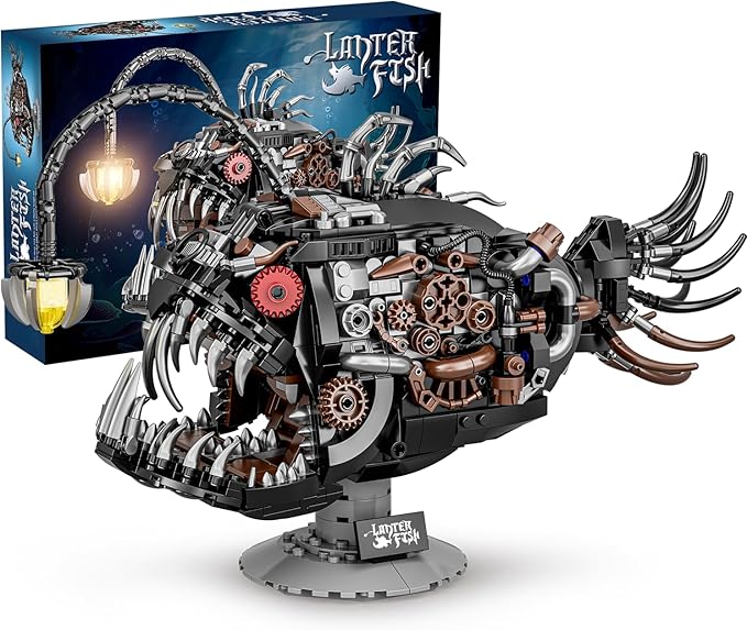 Ideas Mechanical Lantern Fish Building Blocks Set Compatible with Lego Collectible for Ocean Lovers Perfect as an Office or Home décor for Adults. STEM Construction Gift for Boys Aged 8-16 1038PCS