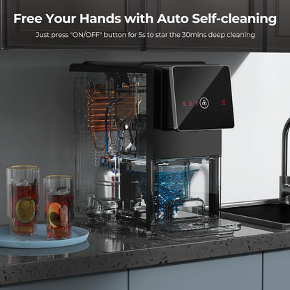 Electactic Nugget Ice Makers Countertop, Portable Ice Maker with Self-Cleaning, 35Lbs Per Day, Self Dispensing Design, One-Click Operation, 1.8L Water Tank, 1.5Lbs Ice Storage, for Multi-Scenario Use