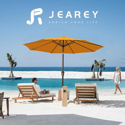 JEAREY 9FT Outdoor Patio Umbrella - UV Protection & Waterproof with Push Button Tilt | Sun Orange