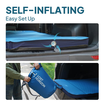Lost Horizon Air & Foam Camping Mattress, Self-Inflating Sleeping Pad, 3" Thick, with Pump Sack, Full