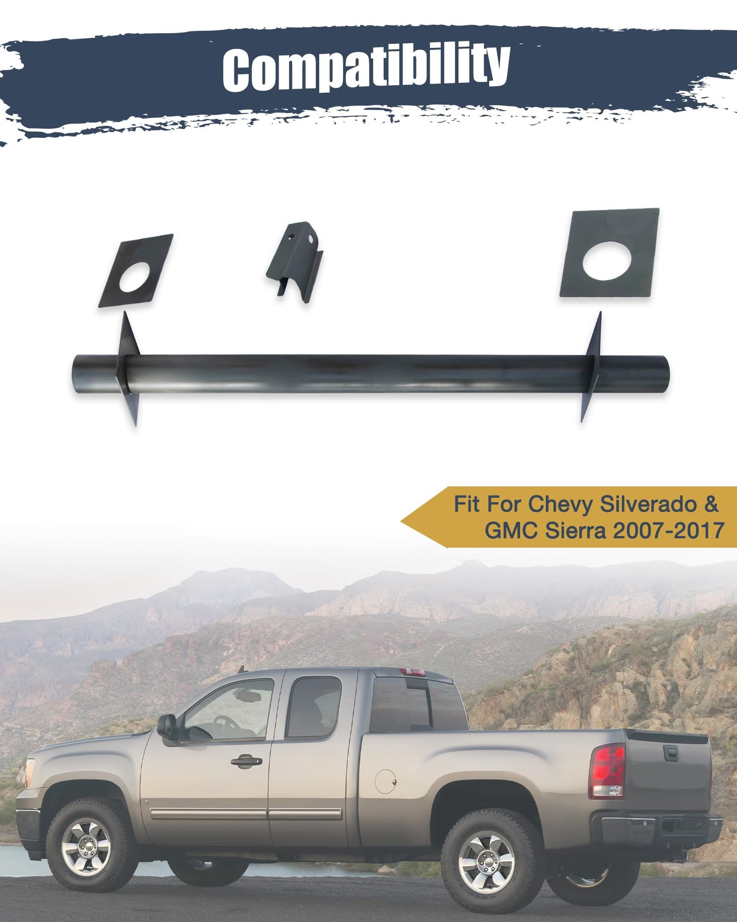 Mountainpeak Rear Spare Tire Support Crossmember Frame with Shock Mount Fit for 2007-2017 Chevy Silverado & GMC Sierra, Rear Shock Mount Crossmember Fit for Chevy Crossmember Accessories