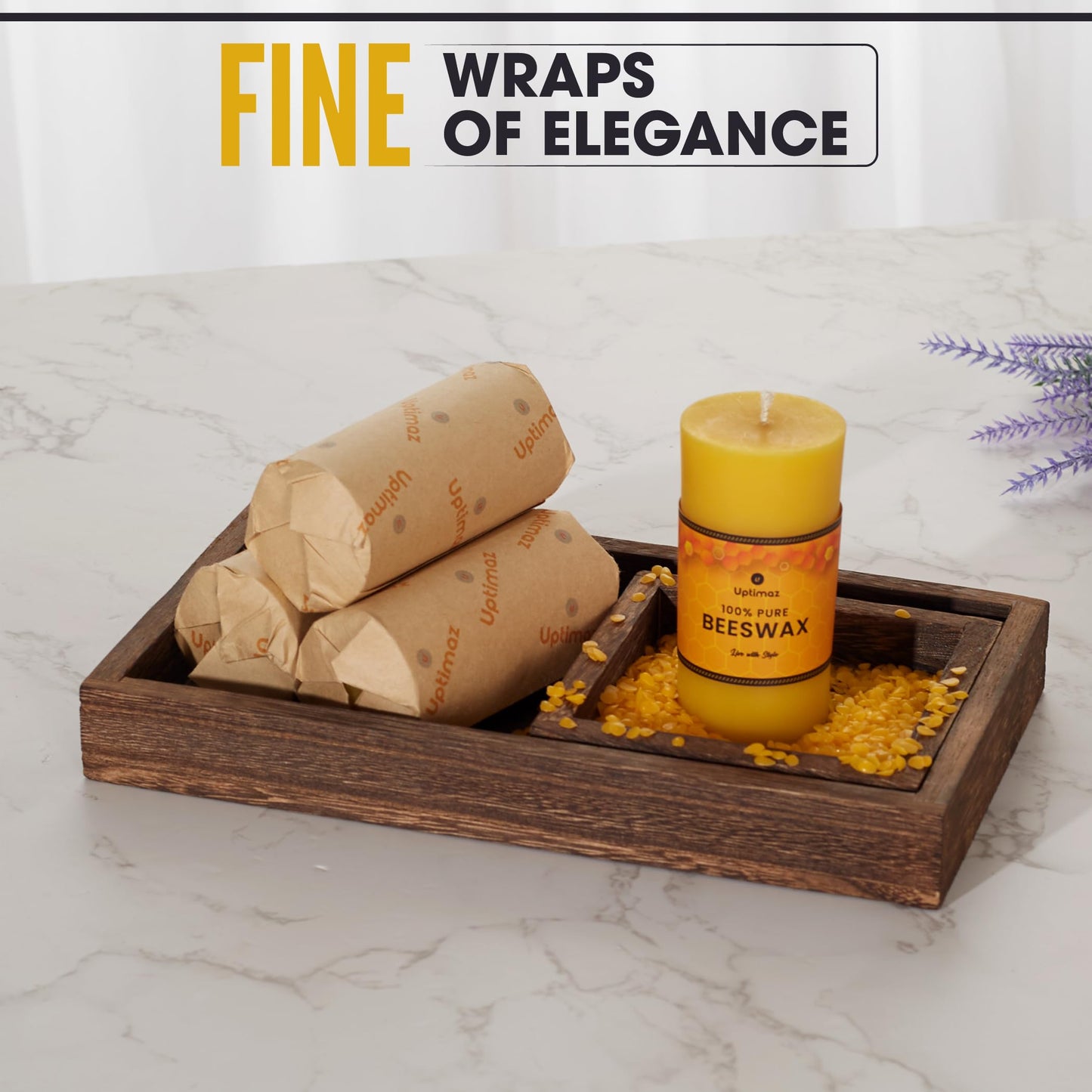 Uptimaz Beeswax Pillar Candles Set of 4, 2x4 Inch, 100% Beeswax Candle with Cotton Wick, Long Burning, Dripless Candle Bees Wax for Home, Décor, Prayer, Emergency
