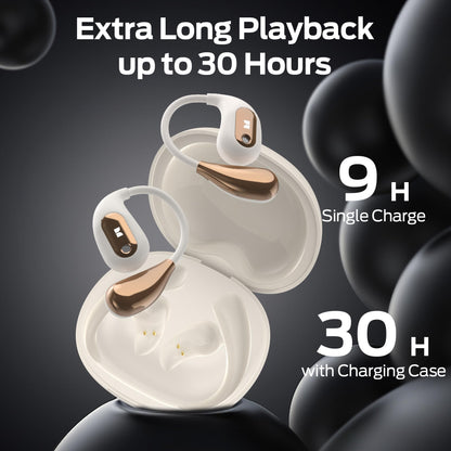 Monster Open Ear AC210 Headphones, True Wireless Bluetooth Earphones with Microphone, Wireless Headphones 30 Hours Playback, Type-C Charging, Touch Control, IPX5 Waterproof Open Ear Earbuds,White