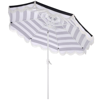 SAFAVIEH Outdoor Patio Furniture Collection – Lucerna 9 Ft Crank Patio Umbrella, Black Stripe & White Pole, Market Umbrella with Crank Lift (PAT8025A)