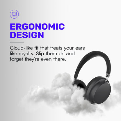 Raycon Essential Bluetooth Headphones - Over The Ear, Active Noise Cancelling Wireless Headphones + Awareness Mode, Bluetooth Headset with Mic, 50 Hours of Battery Life (Black)