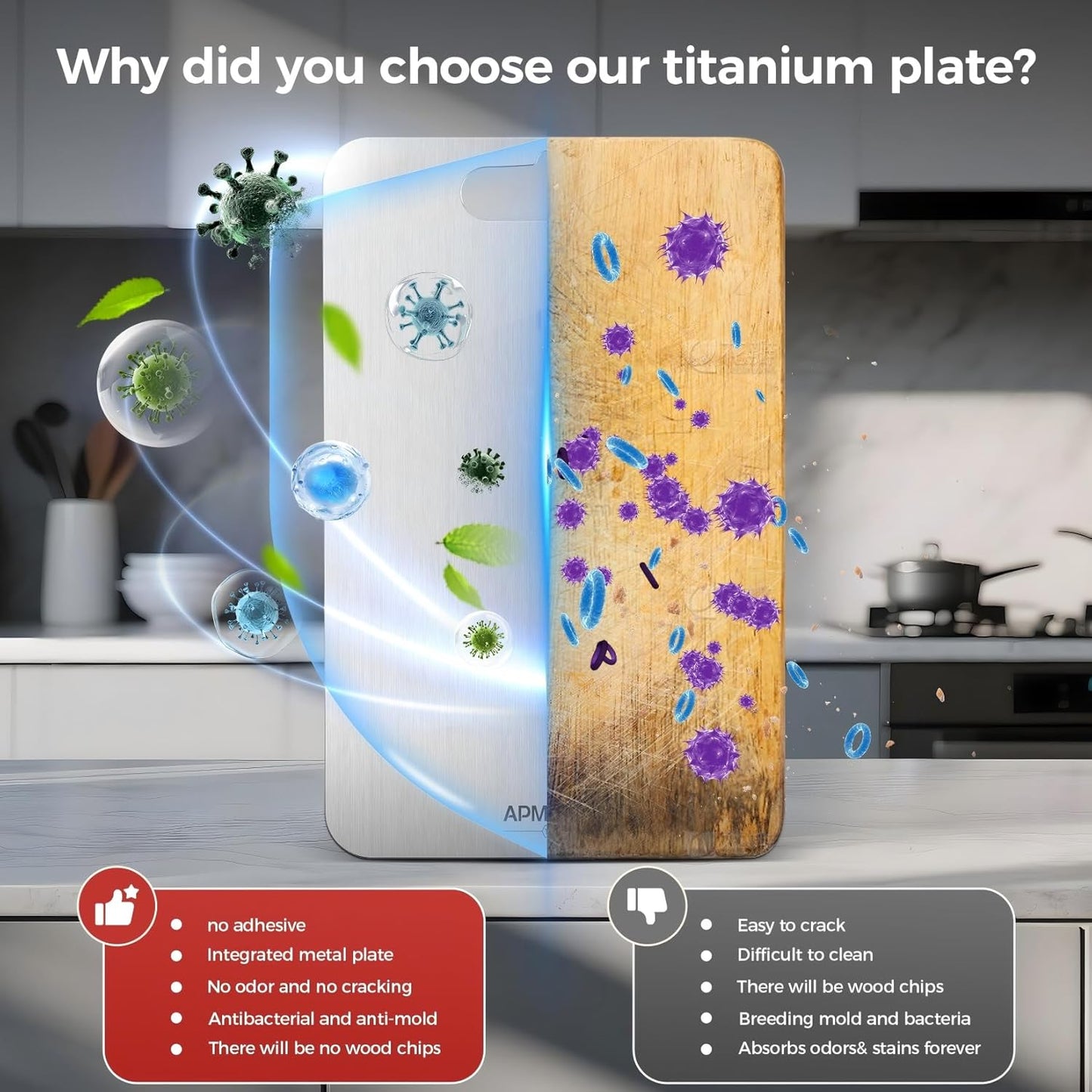 Titanium Cutting Board Set by Titan | 100% Pure Non-Toxic Double-Sided Boards | Ideal for Meat & Charcuterie (3 Pack)