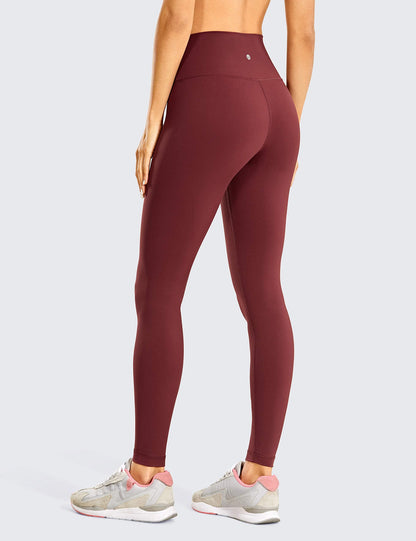 CRZ YOGA Women's Hugged Feeling Compression Leggings 28 Inches - High Waist Workout Leggings Noctilucence Red Small