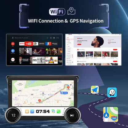 Radio for Jeep Wrangler JK 2007-2018 Compass Grand Cherokee Dodge Ram 1500 2500 3500 2009-2012 Radio Upgrade 8Core 4+64G CarPlay Android Auto 2K 10.1 Inch QLED Screen Bluetooth AHD Backup Camera SWC