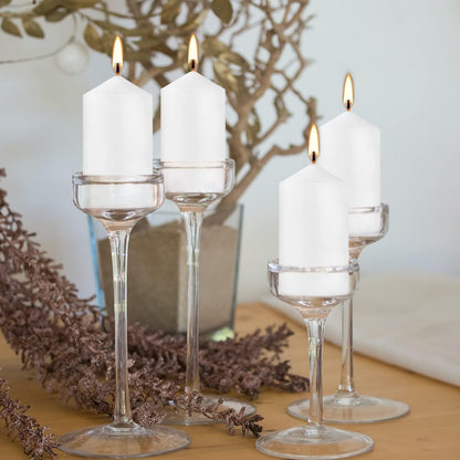Howemon 20 Pcs Bulk Long Burning Wax Pillar Candles 2" x 4" Dripless Unscented Smokeless for Wedding Party Spa Lantern Fireplace Home(White)