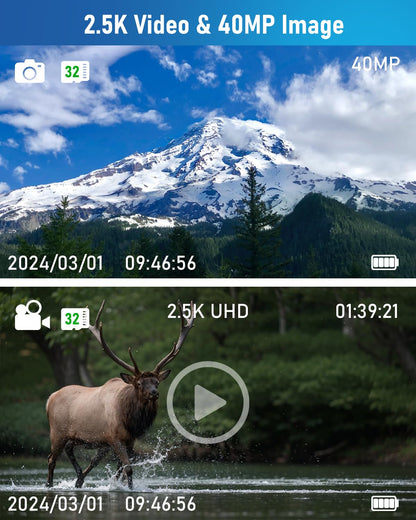 Digital Binoculars with Camera - 8X Digital Zoom, 2" LCD Display 40MP Camera 2.5K Videos Ideal for Concerts, Bird Watching, and Outdoor Adventures with 32GB SD Card - S555