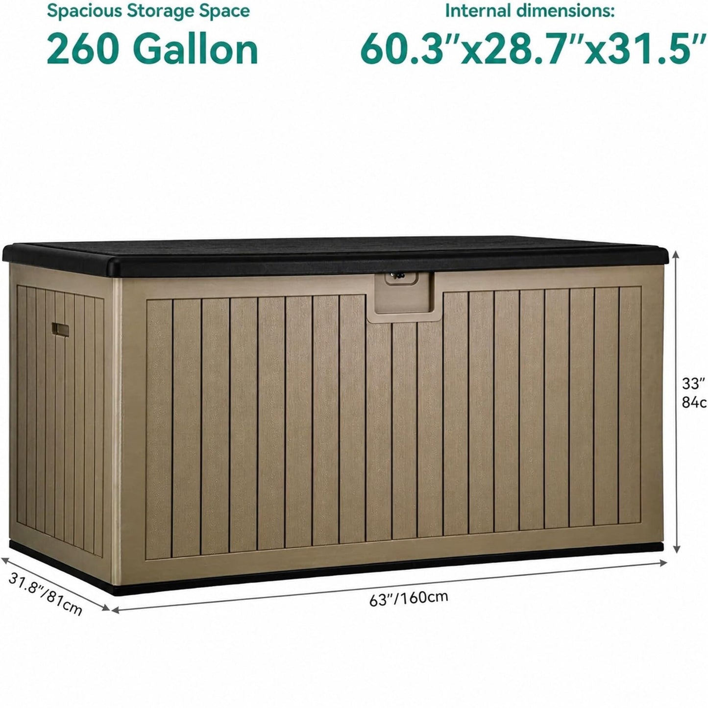 YITAHOME XXL 260 Gallon Large Deck Box,Outdoor Storage for Patio Furniture Cushions,Garden Tools and Pool Equipment with Flexible Divider,Waterproof,Lockable (Black&Brown)