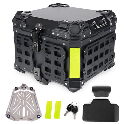 GEARZONE 55L Motorcycle Top Case with Molle Panel Universal Motorcycle Top Box for Motorcycles Suitable for Stowing Helmets and Luggage