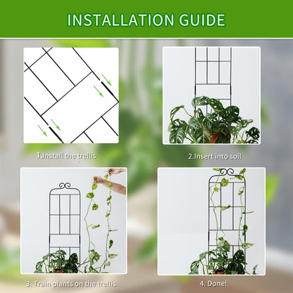 4 Pack 31'' Plant Trellis for Climbing Plants Indoor & Outdoor, Metal Trellis for Potted Plants, Plant Support for Houseplant, Vines, Pothos, Rose, Ivy, and Flowers, Black