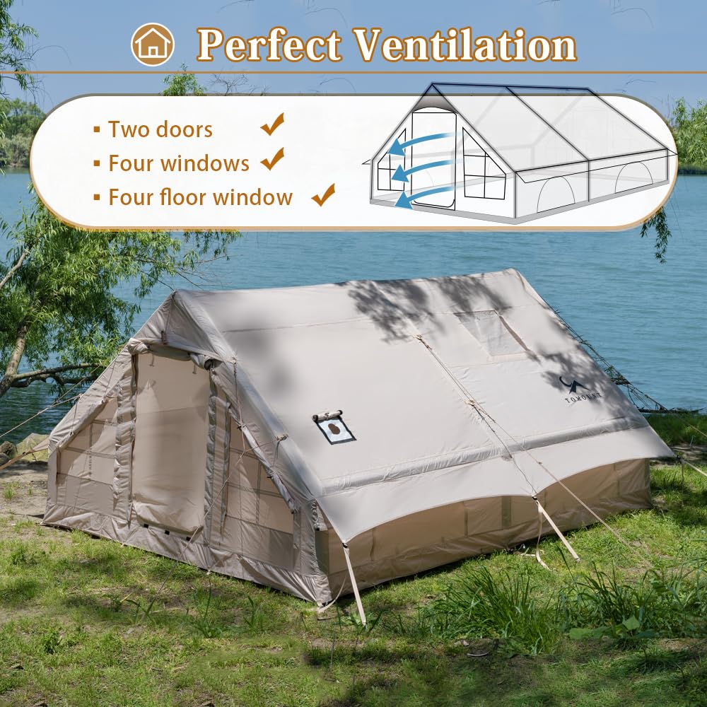 TOMOUNT Inflatable Tents 13ft*High6.5ft Large Air Glamping Tents with Pump for Family Camping 4 Seasons 6~8 Person Tent Waterproof