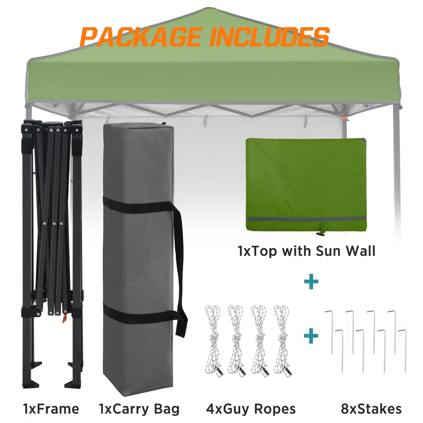 COOS BAY 6x4 Pop Up Canopy Tent with Adjustable Side Wall, Easy Setup Lightweight Portable Sun Shelter for Beach, Camping & Small Spaces, Grass Green