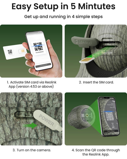 REOLINK 4K Cellular Trail Camera, 3G/4G LTE 360° True Security Camera Wireless Outdoor, Animal Recognition, No-Glow IR, Smart Motion Activated, 32GB SD+SIM Card Included, Go Ranger PT+Solar Panel 2