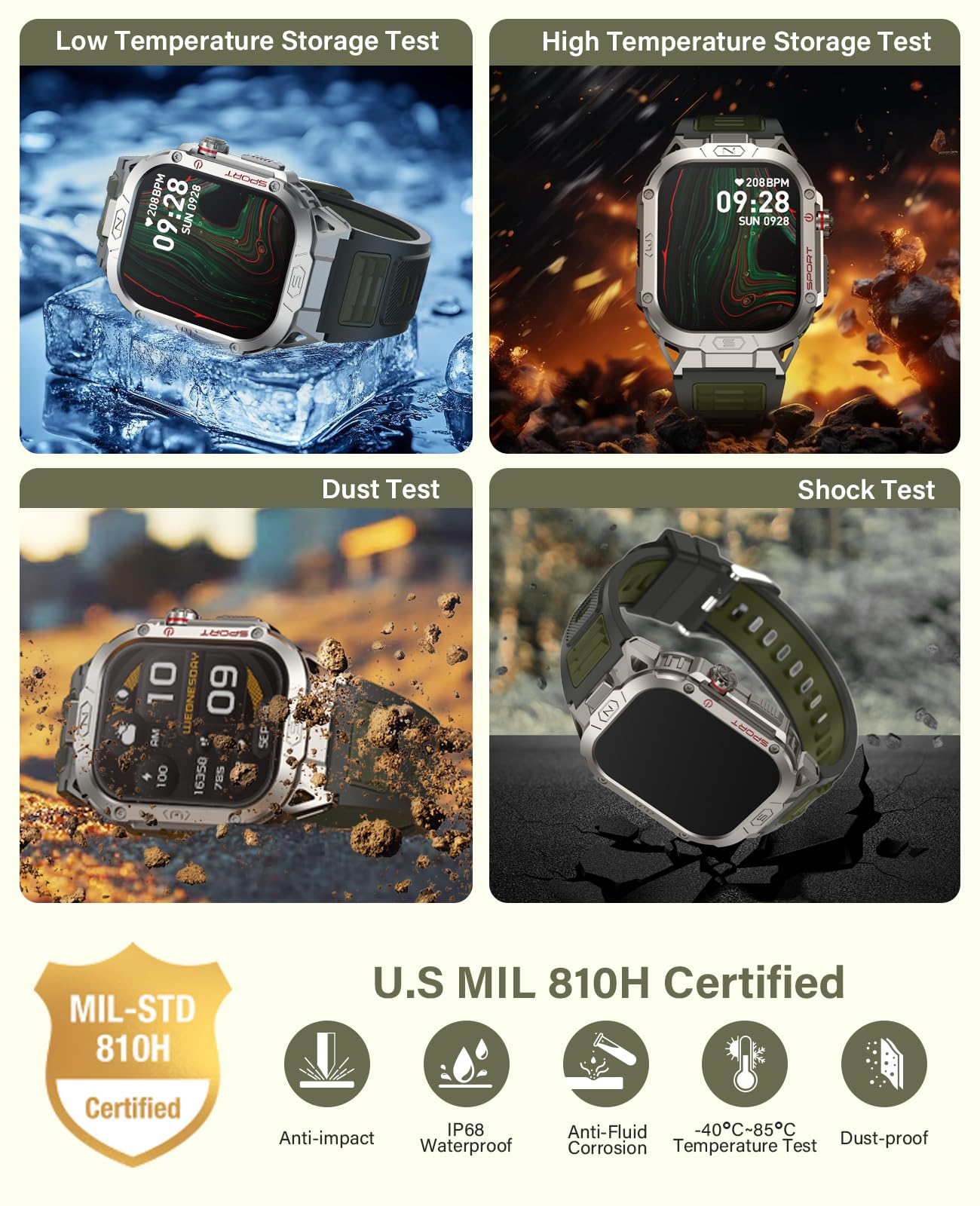 SOUYIE Smart Watch for Men with LED Flashlight, 2.02" HD Display Rugged Outdoor Sport Smartwatch with Compass/Altimeter/Barometer, Waterproof Fitness Tracker, Heart Rate Sleep Monitor for iOS Android