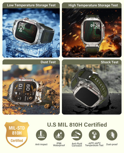 SOUYIE Smart Watch for Men with LED Flashlight, 2.02" HD Display Rugged Outdoor Sport Smartwatch with Compass/Altimeter/Barometer, Waterproof Fitness Tracker, Heart Rate Sleep Monitor for iOS Android