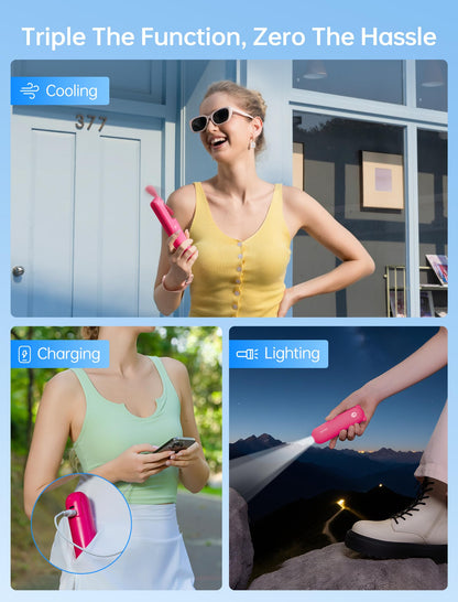 JISULIFE 3 IN 1 Mini Portable Fan & Handheld Fan Pro1 Mini, Elite PU Leather, 30 Hour Cooling Power