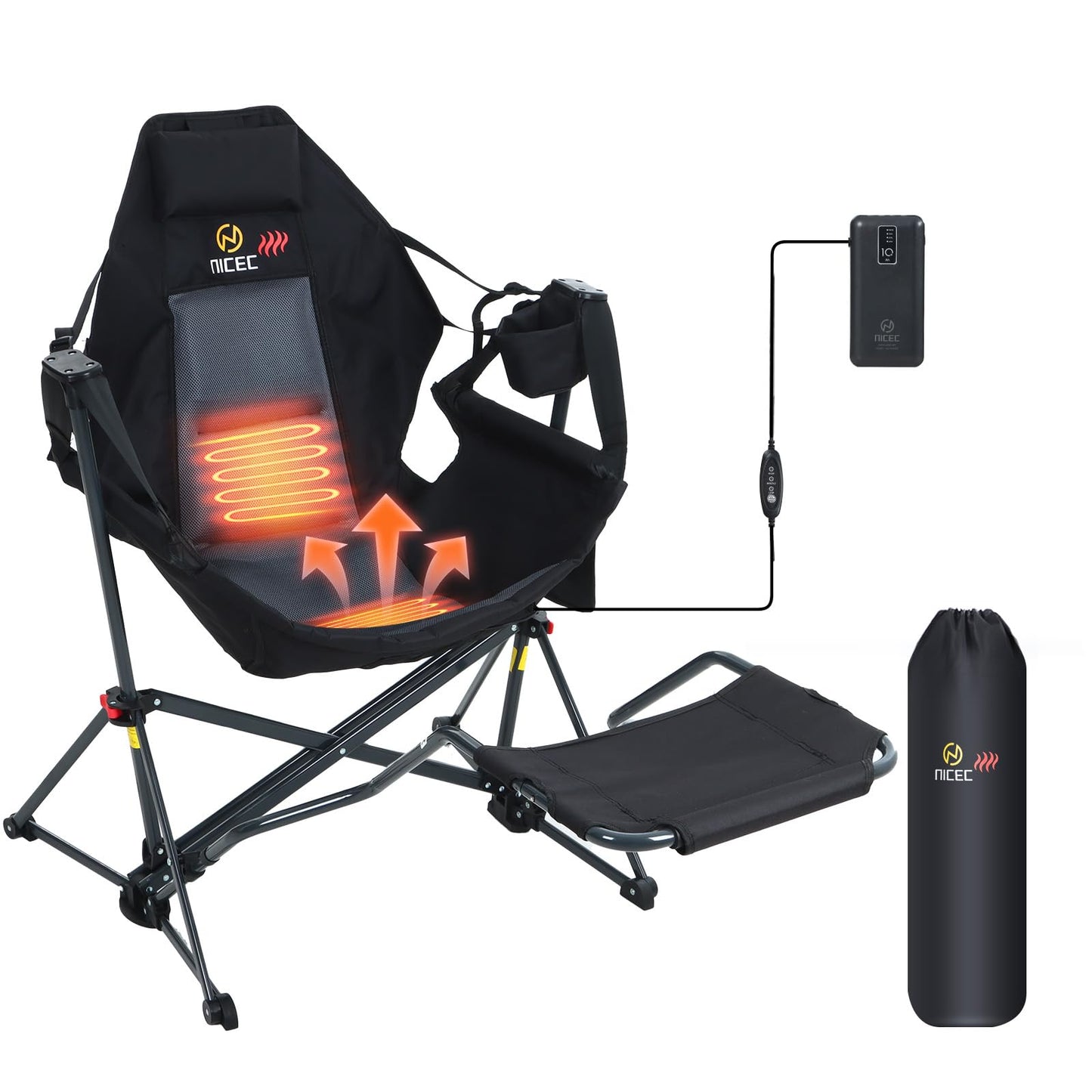 Hammock Camping Chair with Footrest, Heated Camping Chair, Hammock Camping Chair, Camping Chair Rocker 1-P + Hammock Camping Chair, Camping Chair Rocker, Swinging Chair, High Back with Stand 1-P