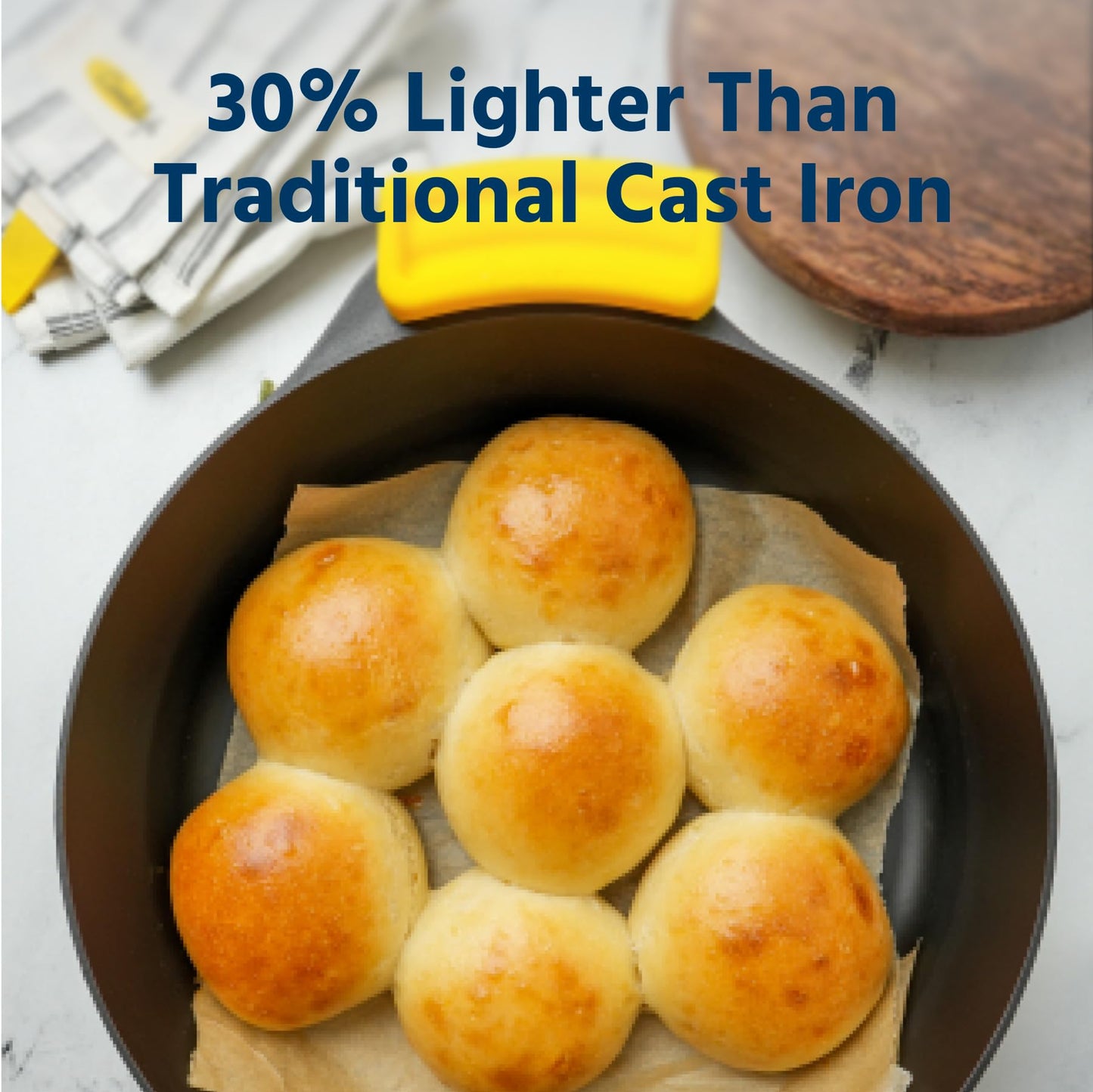 COOKLIFE 5.5 Quart Lightweight Pre-Seasoned Cast Iron Dutch Oven with Lid - Smooth Polished Surface, Easy to Clean Cast Iron Pot Use in the Oven, on the Stove or Grill, Over a Campfire