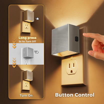 L LOHAS LED Night Lights Plug into Wall,[2-Pack] Plug in Night Light with Dusk to Dawn Sensor,Brightness Adjustable,3000K Warm White,Dimmable Nightlight for Adults Bathroom Hallway Kitchen