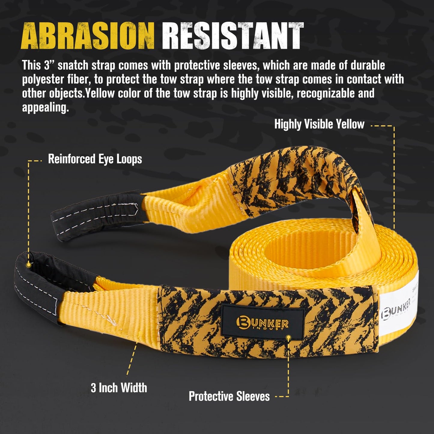 BUNKER INDUST Offroad Traction Boards with Jack Base + 3" x 20ft Tree Saver Winch Strap 35,000 lbs Recovery Straps